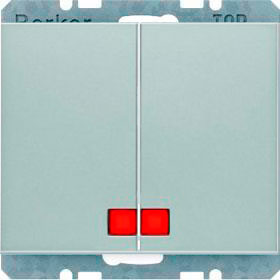 Переключатель 2-кл кнопочный с подсветкой Berker K-серия Алюминий 503808+14377003+160002 фото